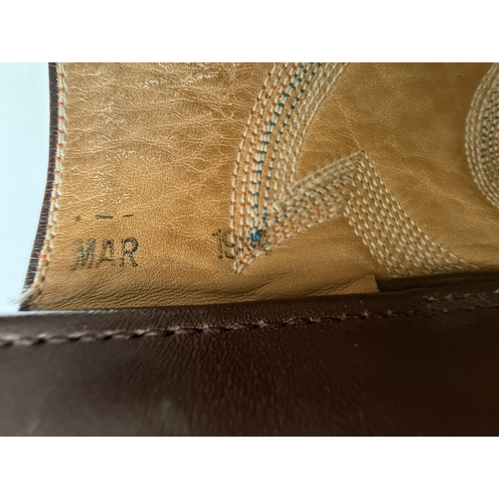 AUSTIN HALL BOOTS Handmade Men’s Brown Leather Western Cowboy Boots - Picture 6 of 15